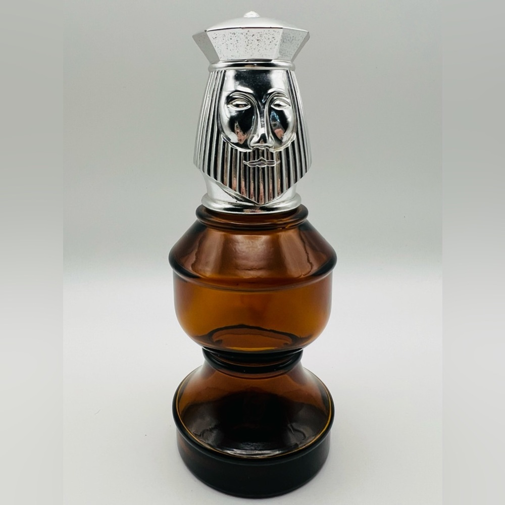 Vintage Avon Tai Winds Chess King Bottle Empty 3 oz Brown Glass - Empty